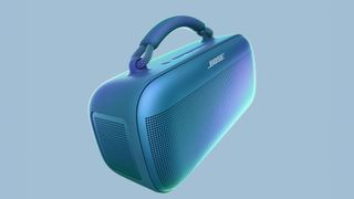 The Bose SoundLink Max speaker on a blue background