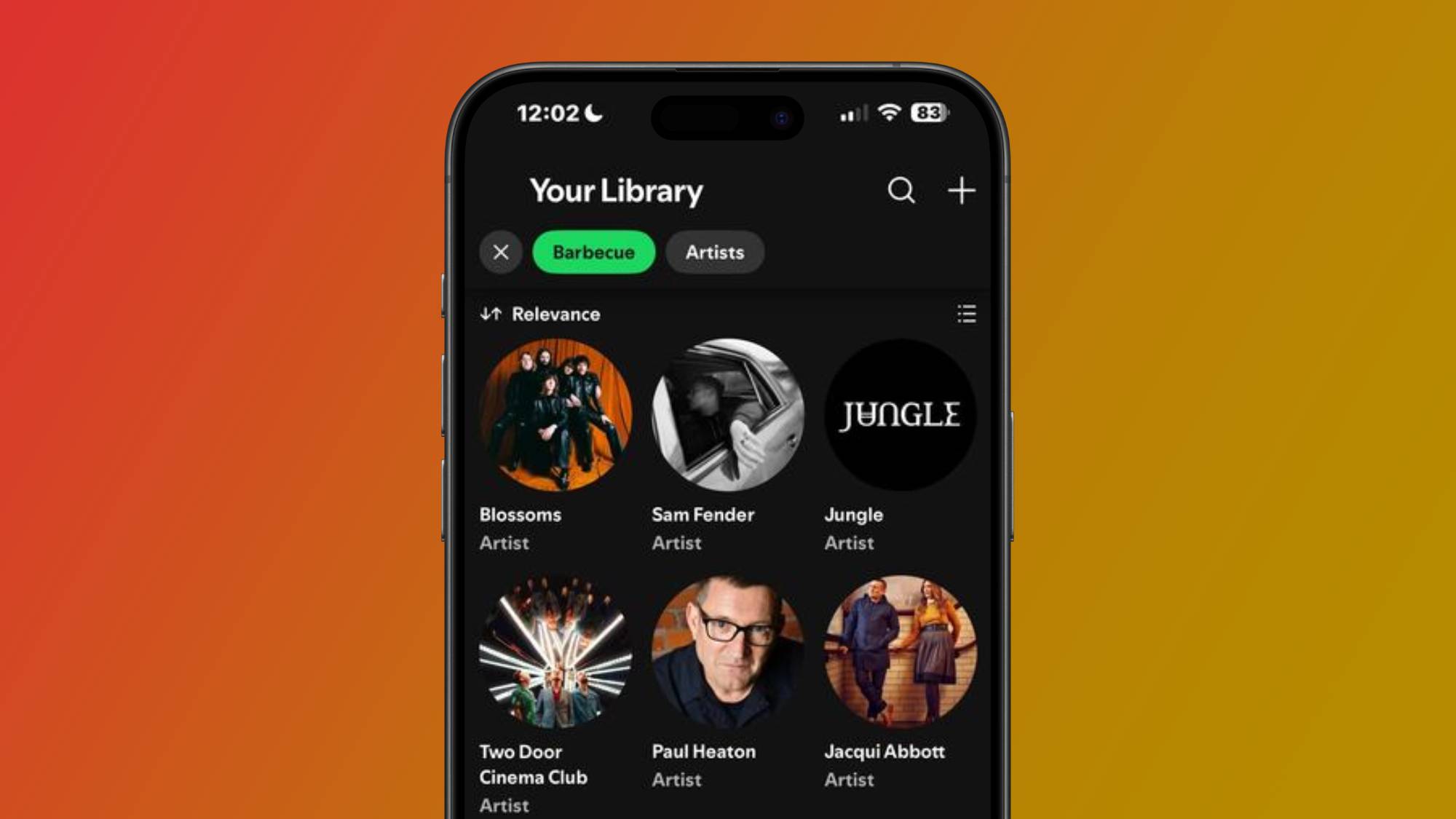 An image of the 'Barbecue' preset in Spotify's new Smart Filters function