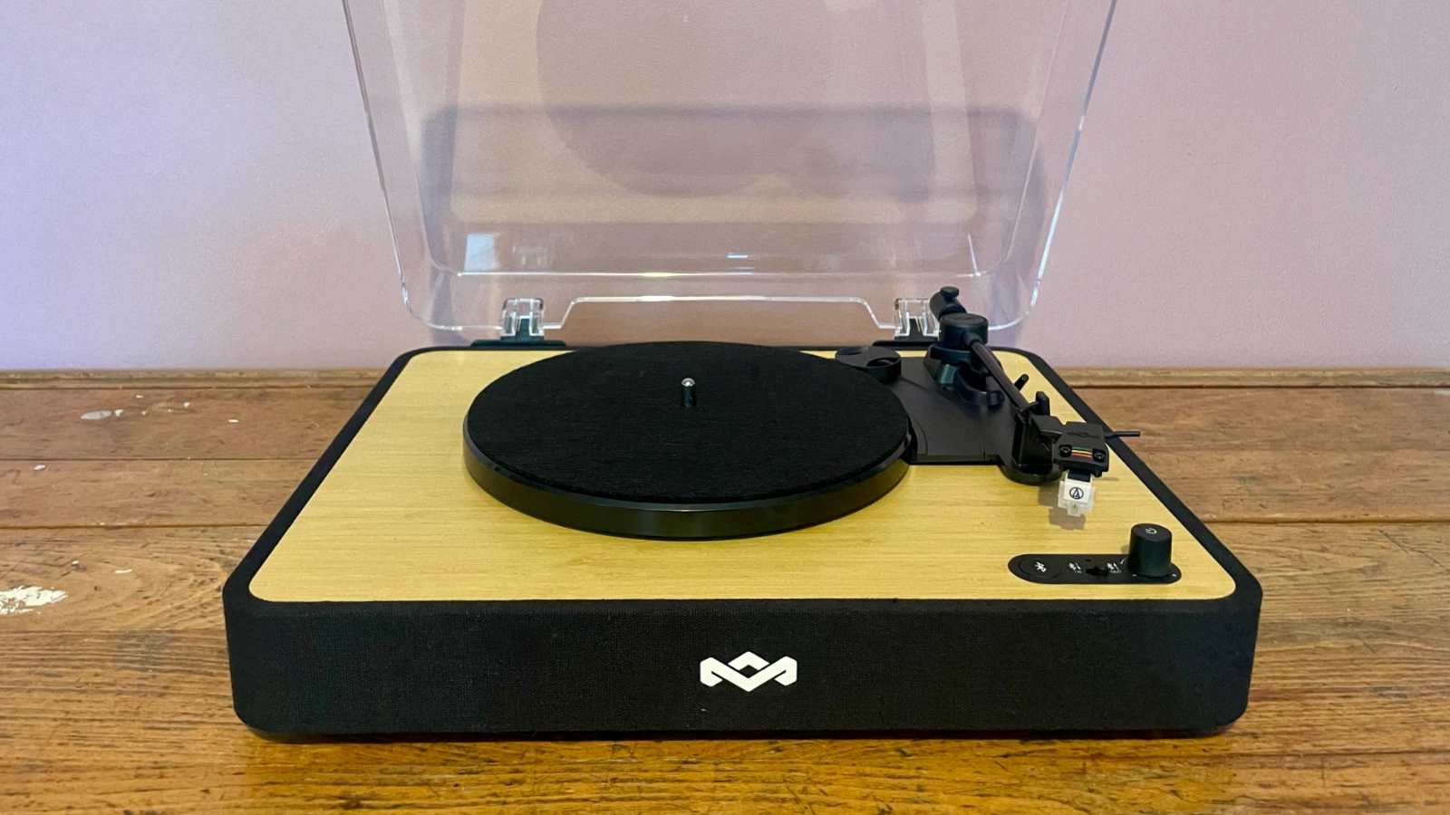 House of Marley Revolution turntable on a wooden desk or unit