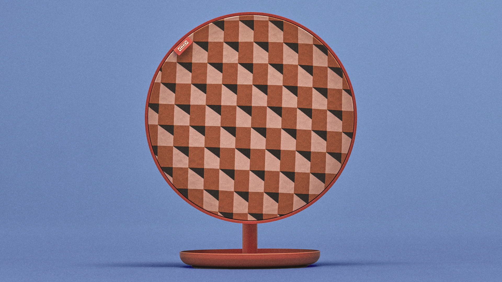 An IKEA SOLSKYDD Bluetooth speaker on a blue background