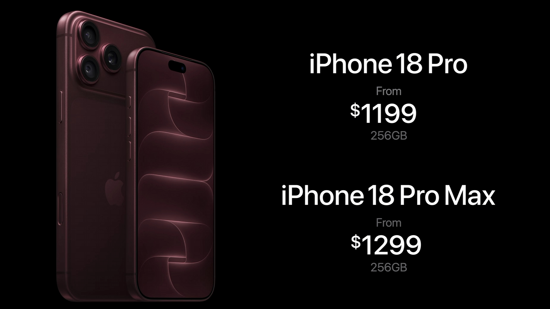 Screenshot from Apple's September 2026 event